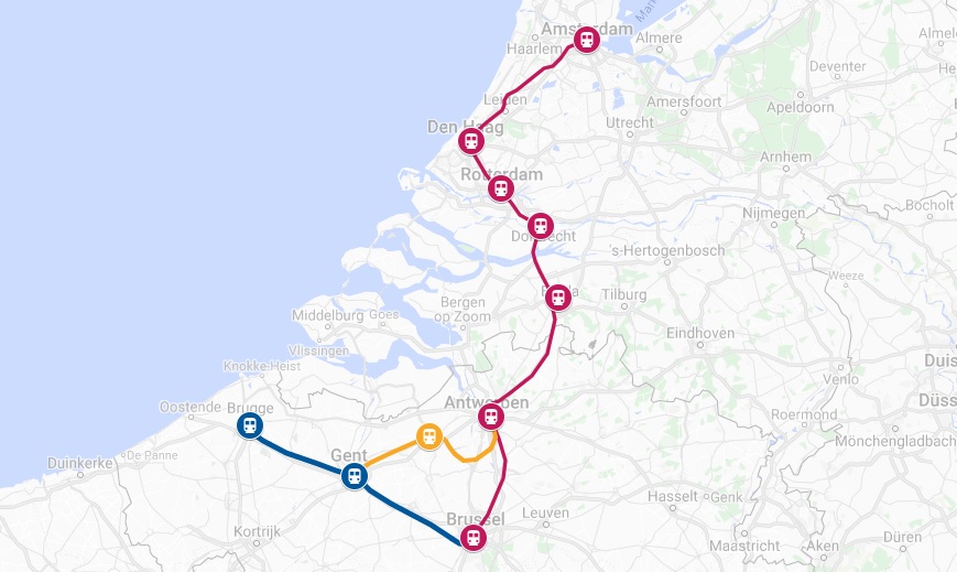 Verbinding trein naar Gent