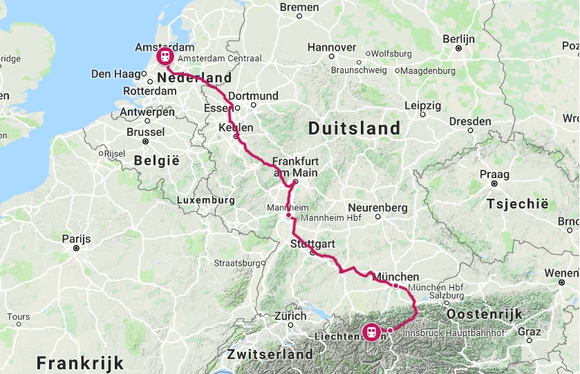 Route trein naar Ötztal