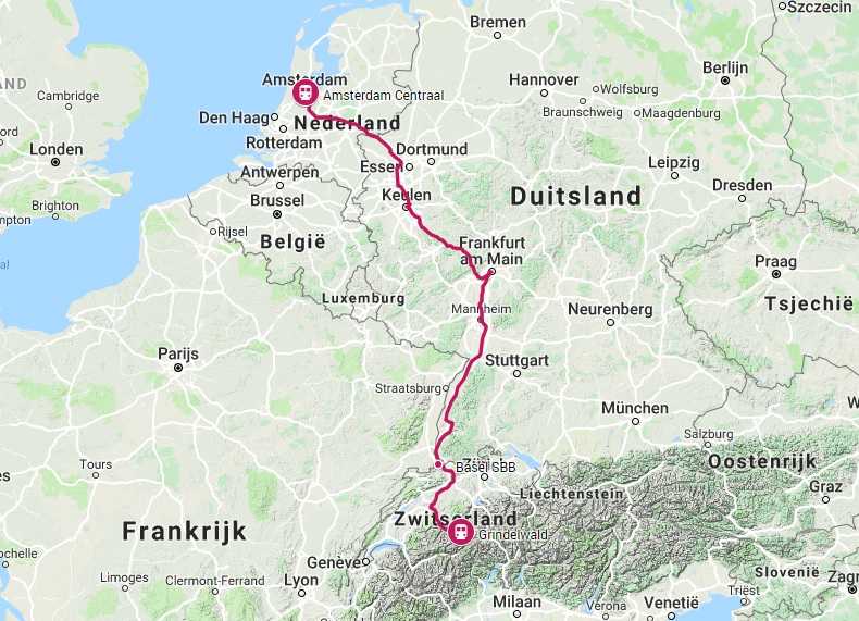 Route trein naar Grindelwald