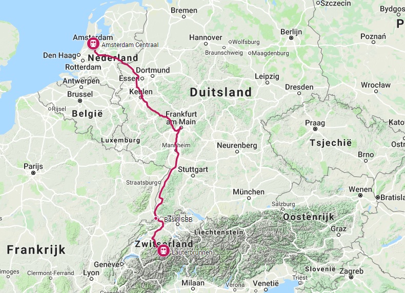 Route trein naar Lauterbrunnen