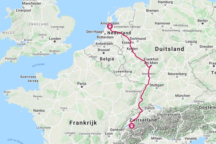 Treinverbinding trein naar Montreux