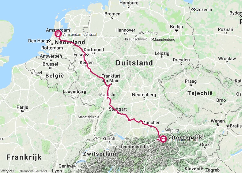 Route trein naar St.Johann in Tirol