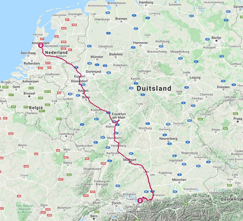 Route trein naar Lindau