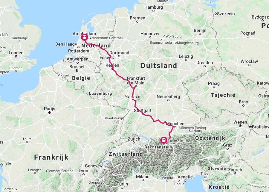 Verbinding trein naar Reutte in Tirol