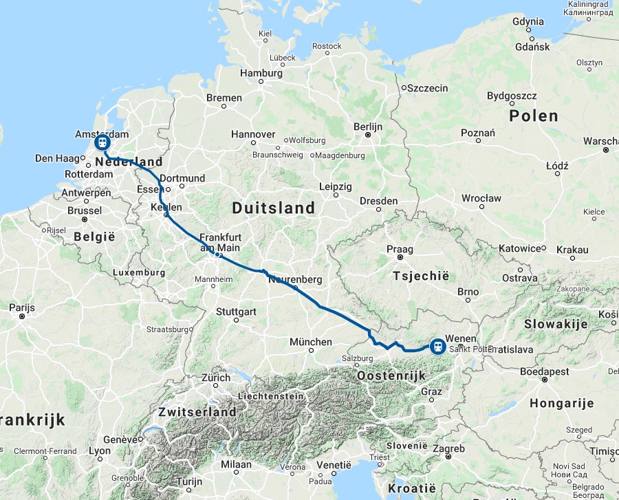 Verbinding trein naar Sankt Pölten