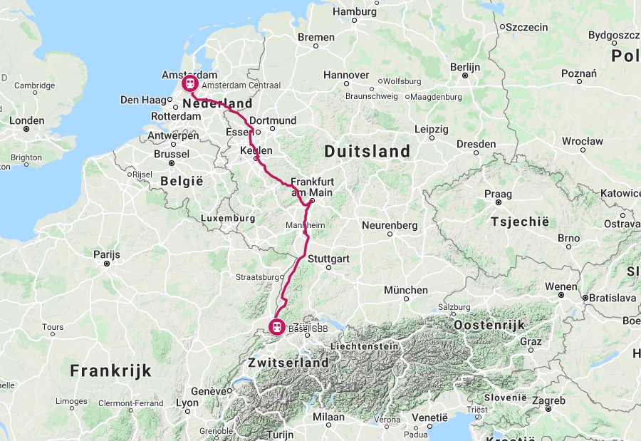 Treinverbinding trein naar Basel