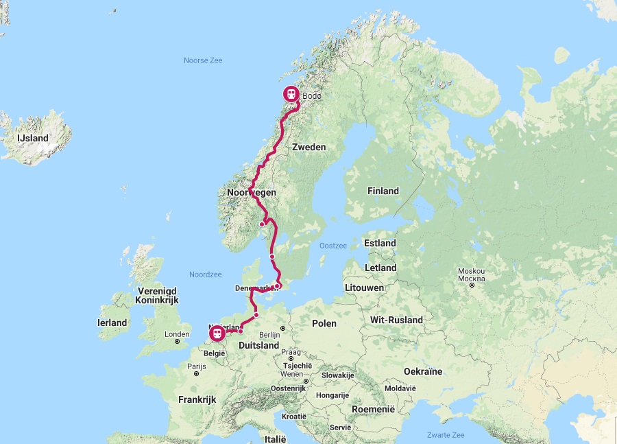 Verbinding trein naar Bodø