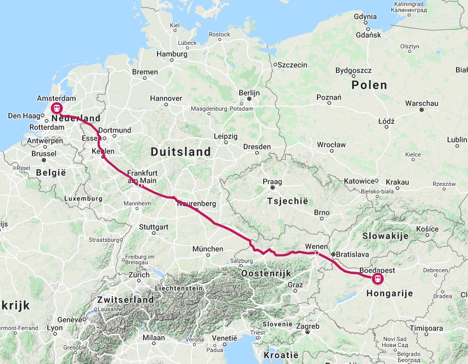 Verbinding trein naar Boedapest