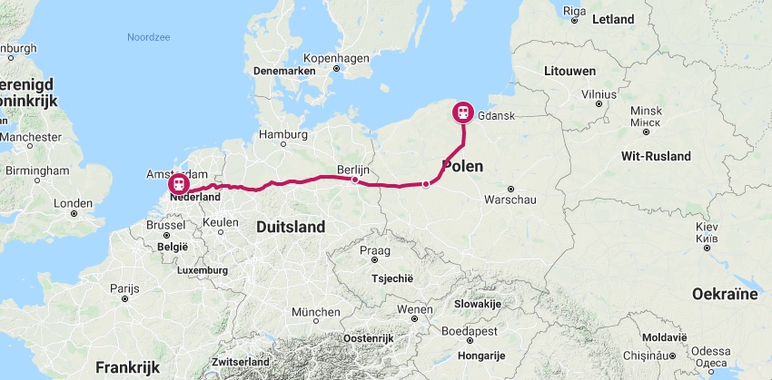 Verbinding trein naar Gdansk