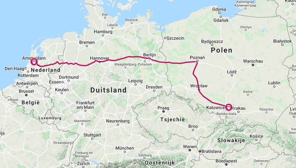 Verbinding trein naar Katowice