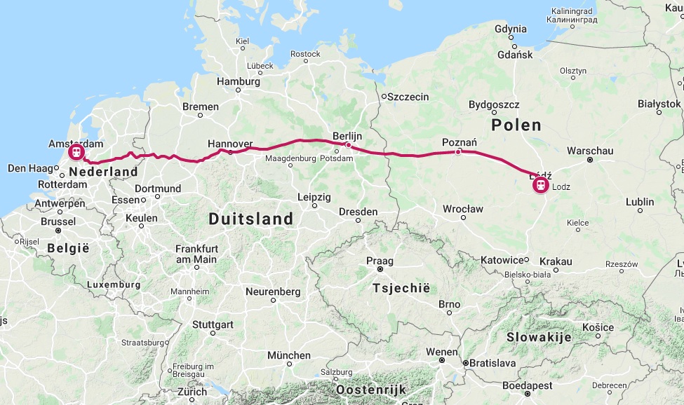 Verbinding trein naar Lodz