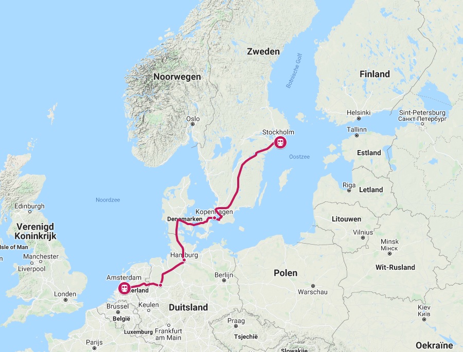 Verbinding trein naar Stockholm