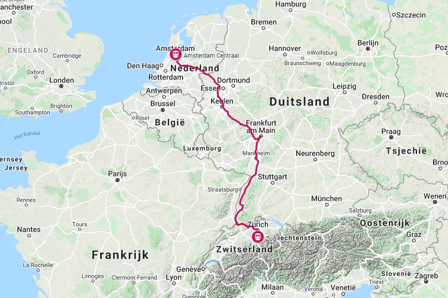 Verbinding trein naar Zug