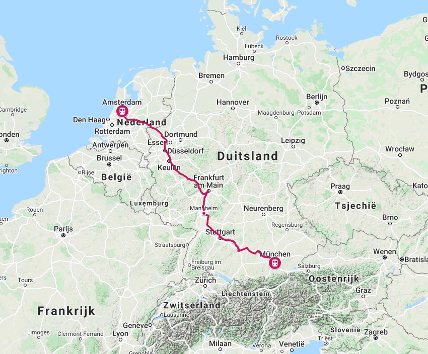 Verbinding trein naar München