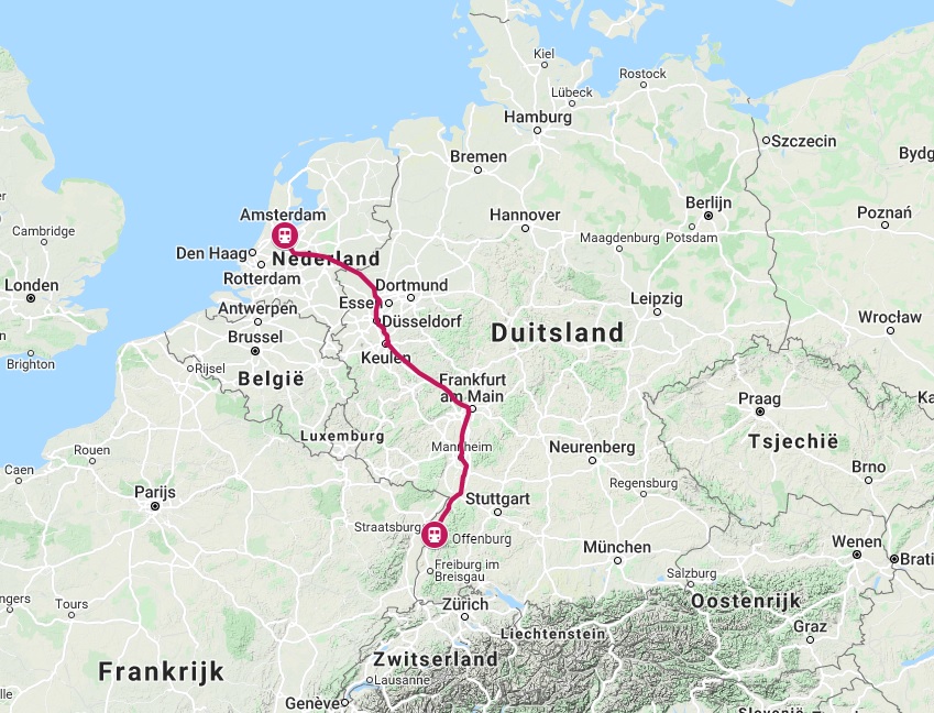 Verbinding trein naar Offenburg