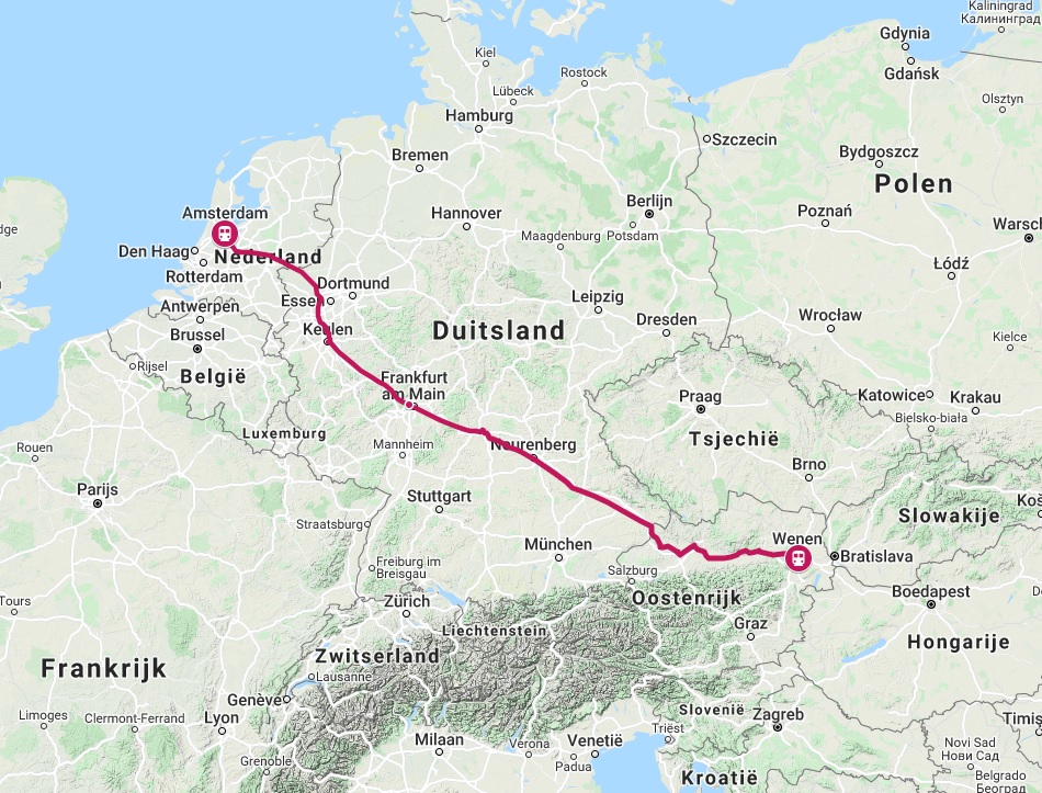 Verbinding trein naar Wenen