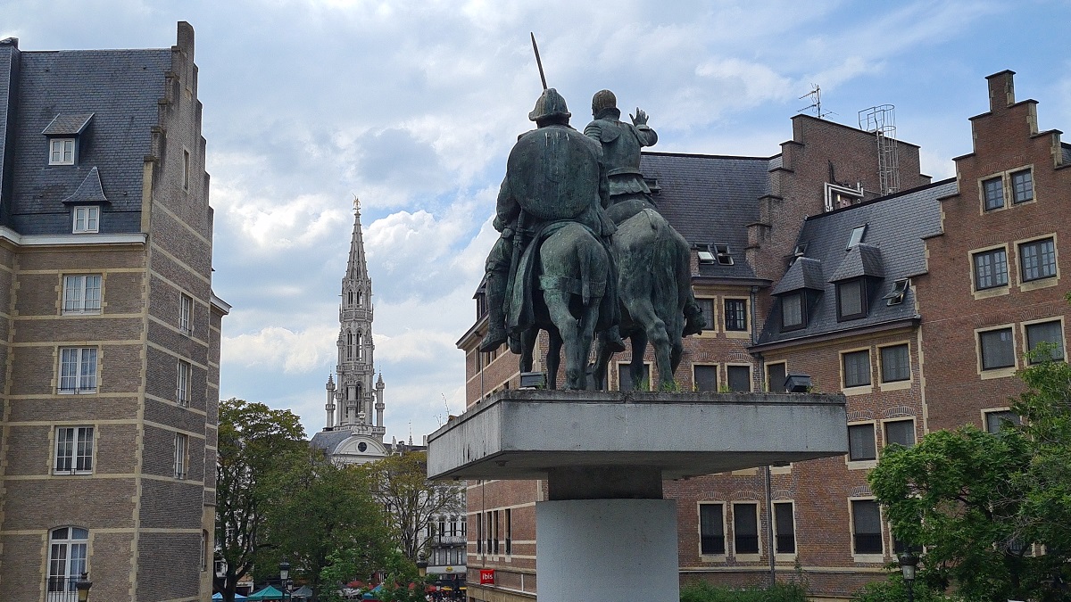 Don Quichot en Sancho Panza standbeeld in Brussel