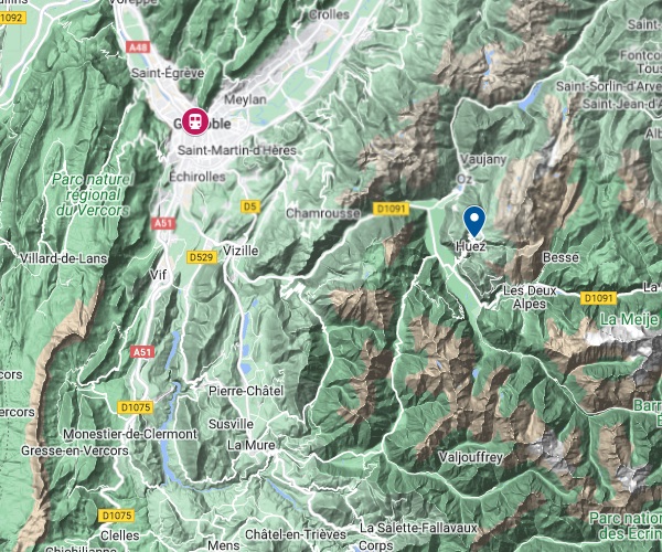 Ligging treinstation van Alpe d’Huez
