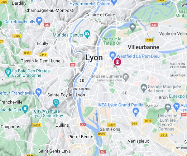 Ligging treinstation van Lyon